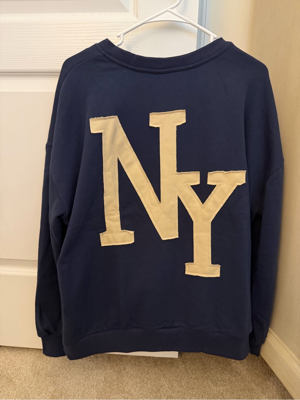 Alatr’d State Navy Crewneck Sweatshirt with Large Cream 'NY' Patch